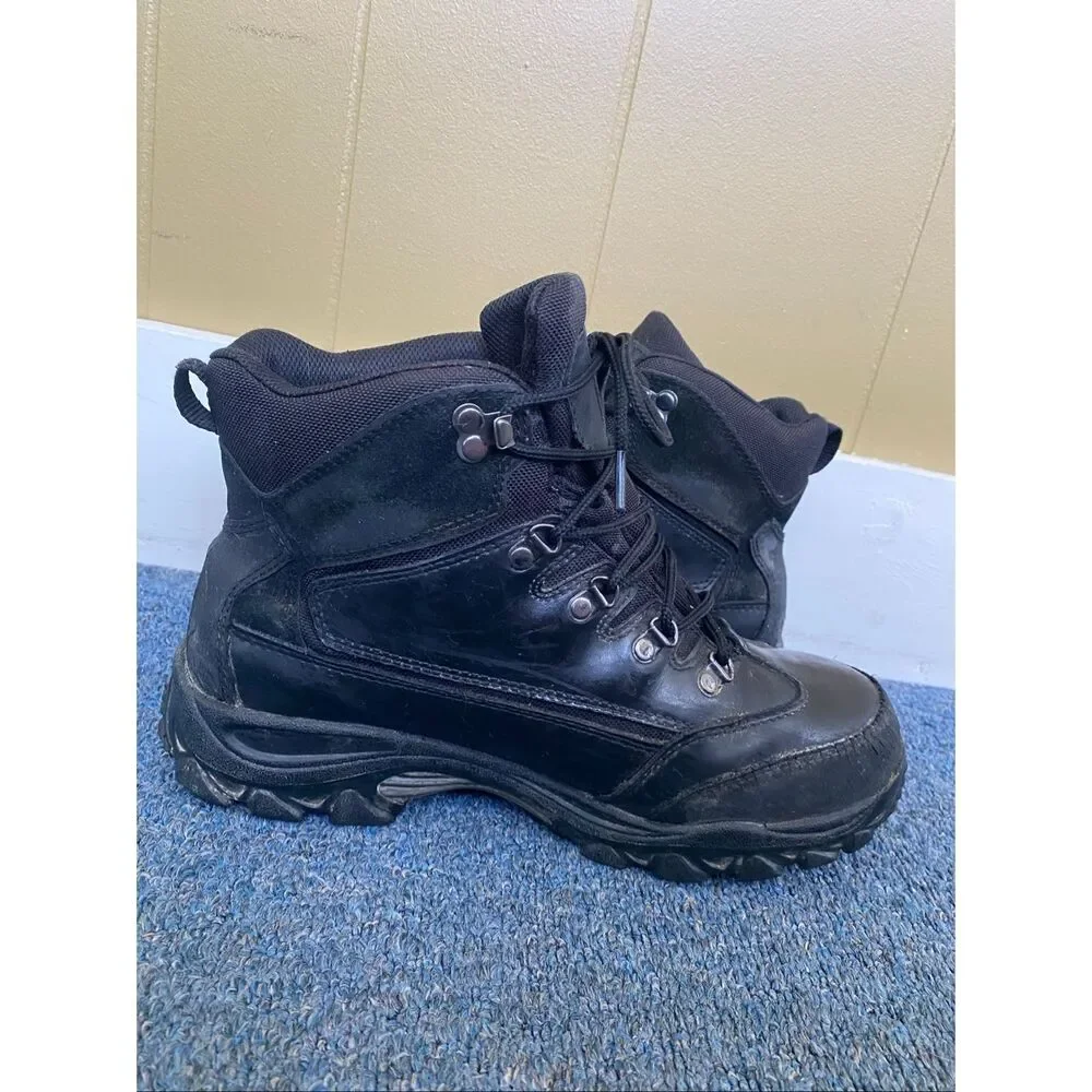 Wolverine men 10.5 waterproof tie up work boots w/skid proof soles black